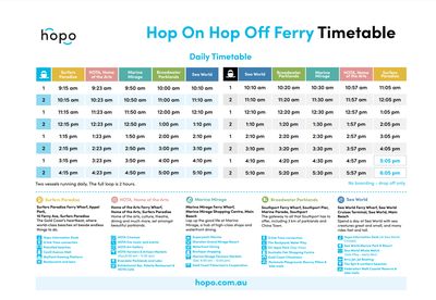 Sightseeing Cruise Timetable