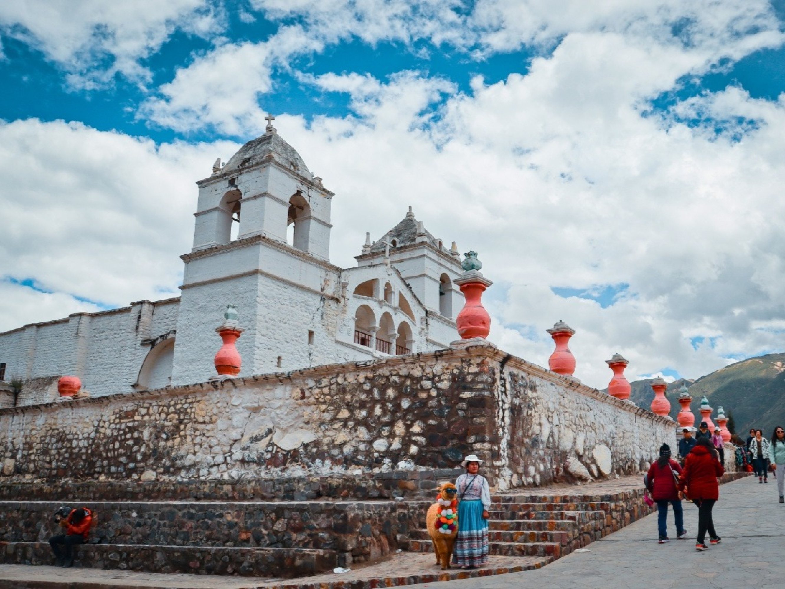 Colonial church surrounded by the scenic mountains and local culture