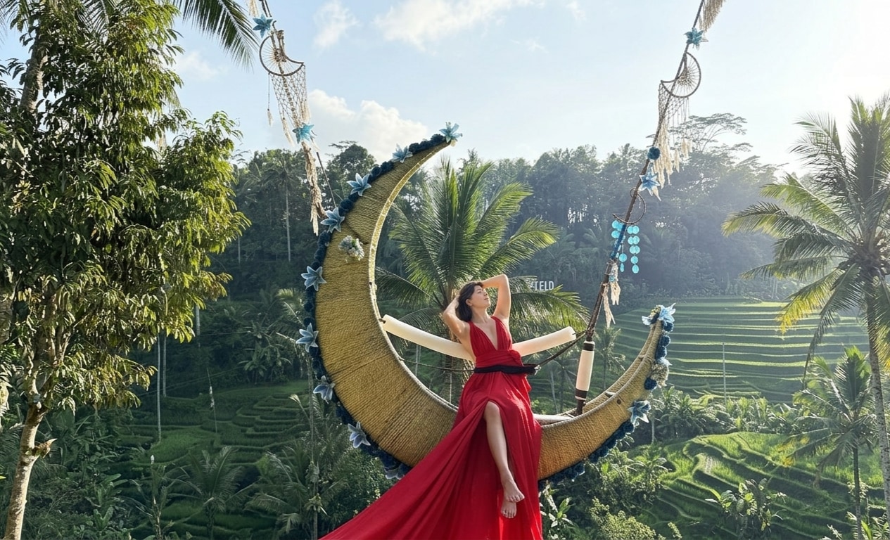 Floating between dreams and reality on the Moon Swing.🌙✨