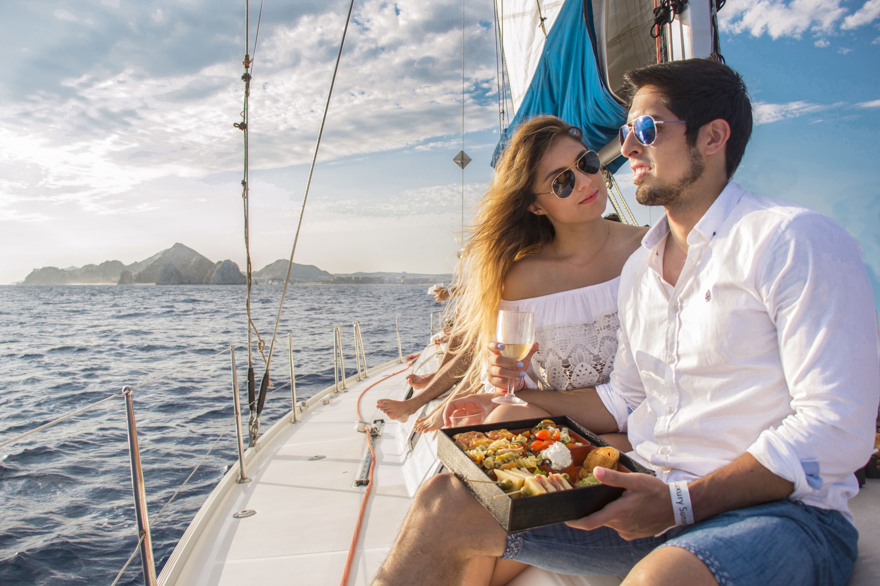 Experience breathtaking luxury sunset sailing with panoramic ocean views and a serene atmosphere