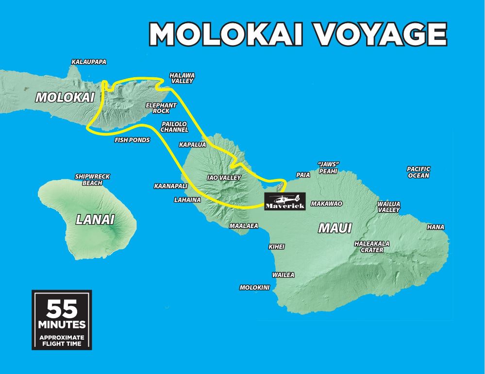 Molokai and Maui helicopter route