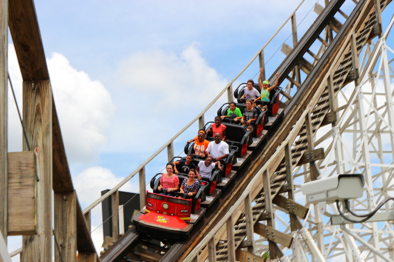 a wooden rollercoaster ride in Fun Spot Orlando