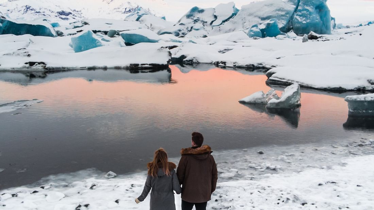 Crystal blue ice cave from Jokulsalon