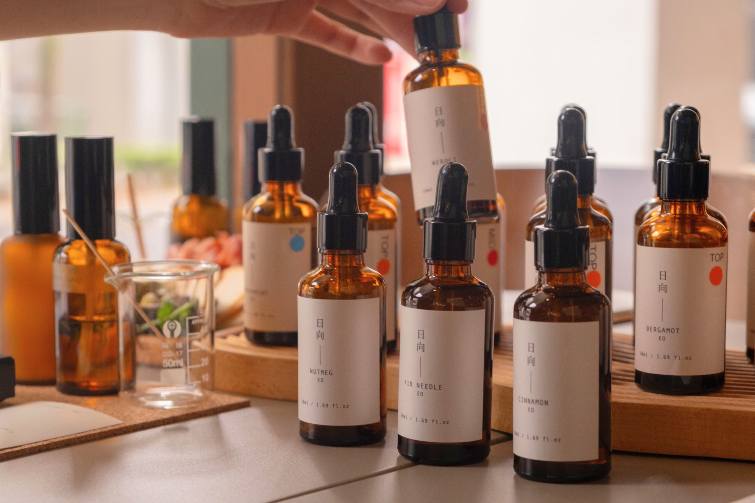 獨家聖誕版精油:肉桂、肉豆蔻和冷杉針。 獨家聖誕版精油:肉桂、肉豆蔻和冷杉針。