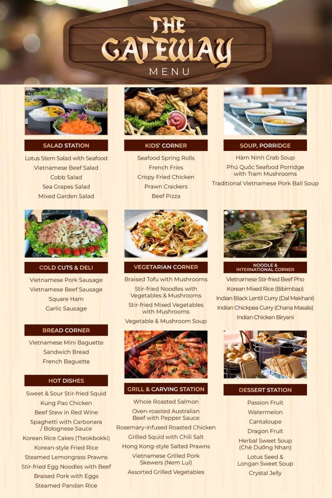 The Gateway Buffet Menu