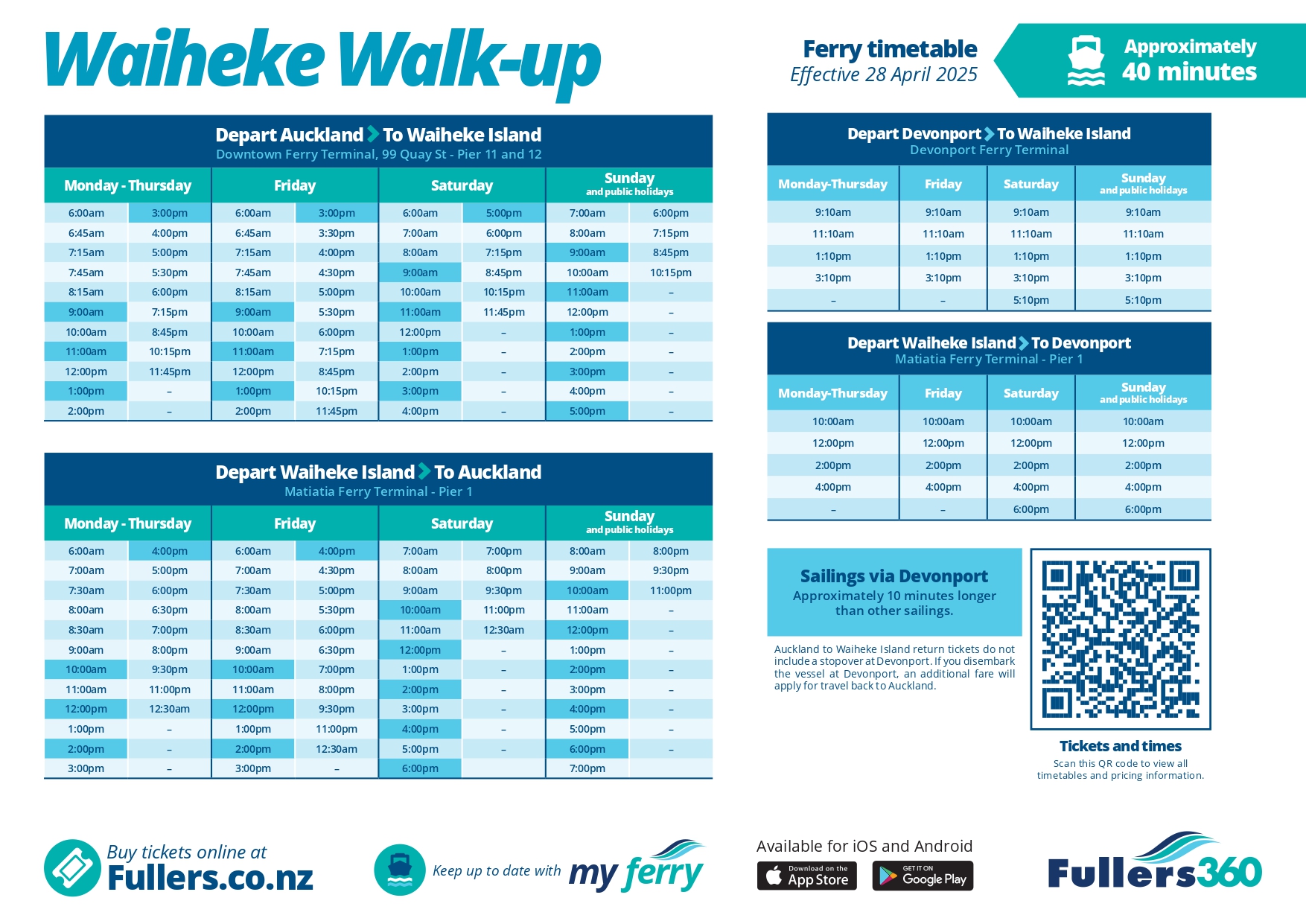 Ferry timetable