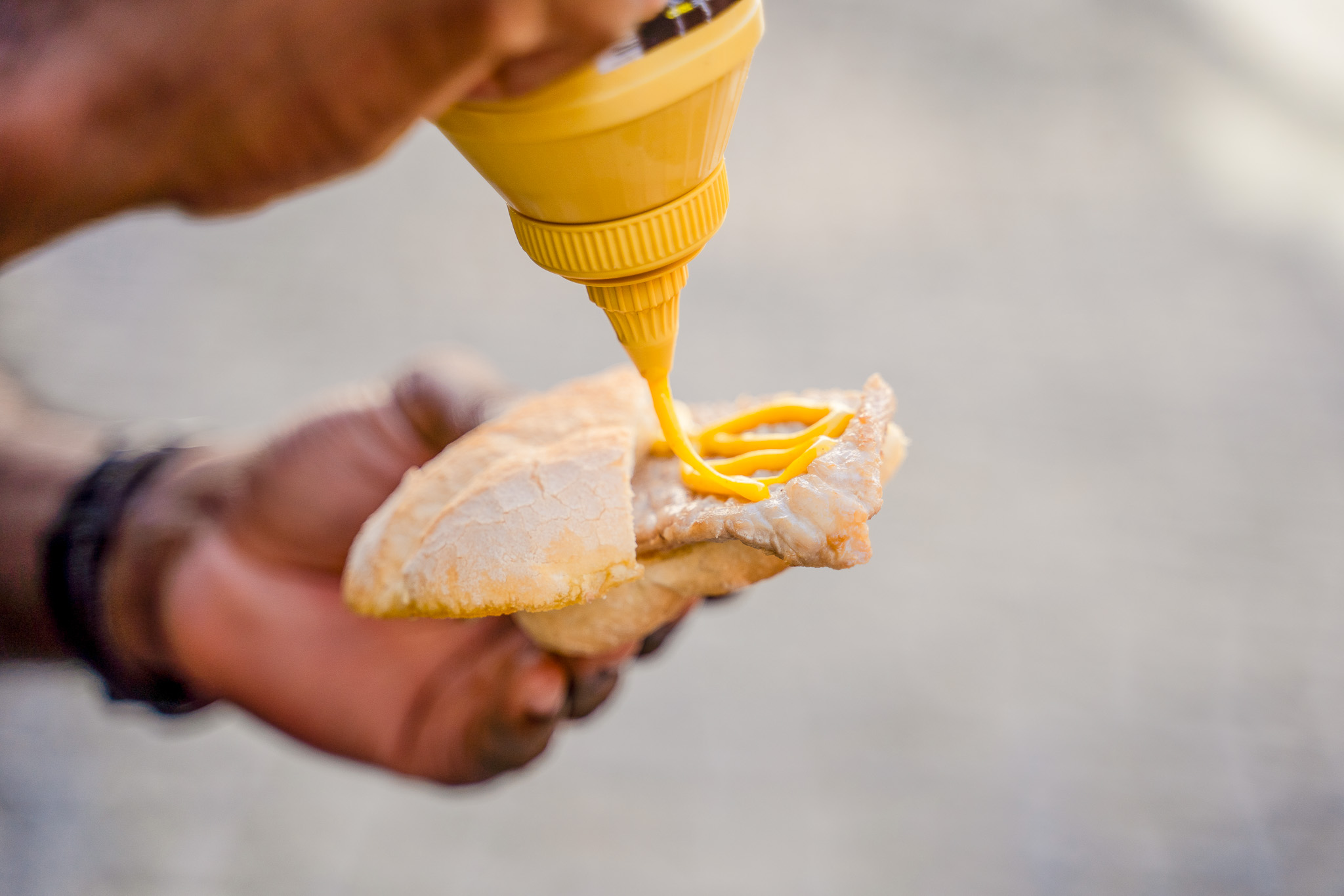 Segway Lisbon Guided Food Tour in Lisbon. Traditional pork sandwich called bifana.