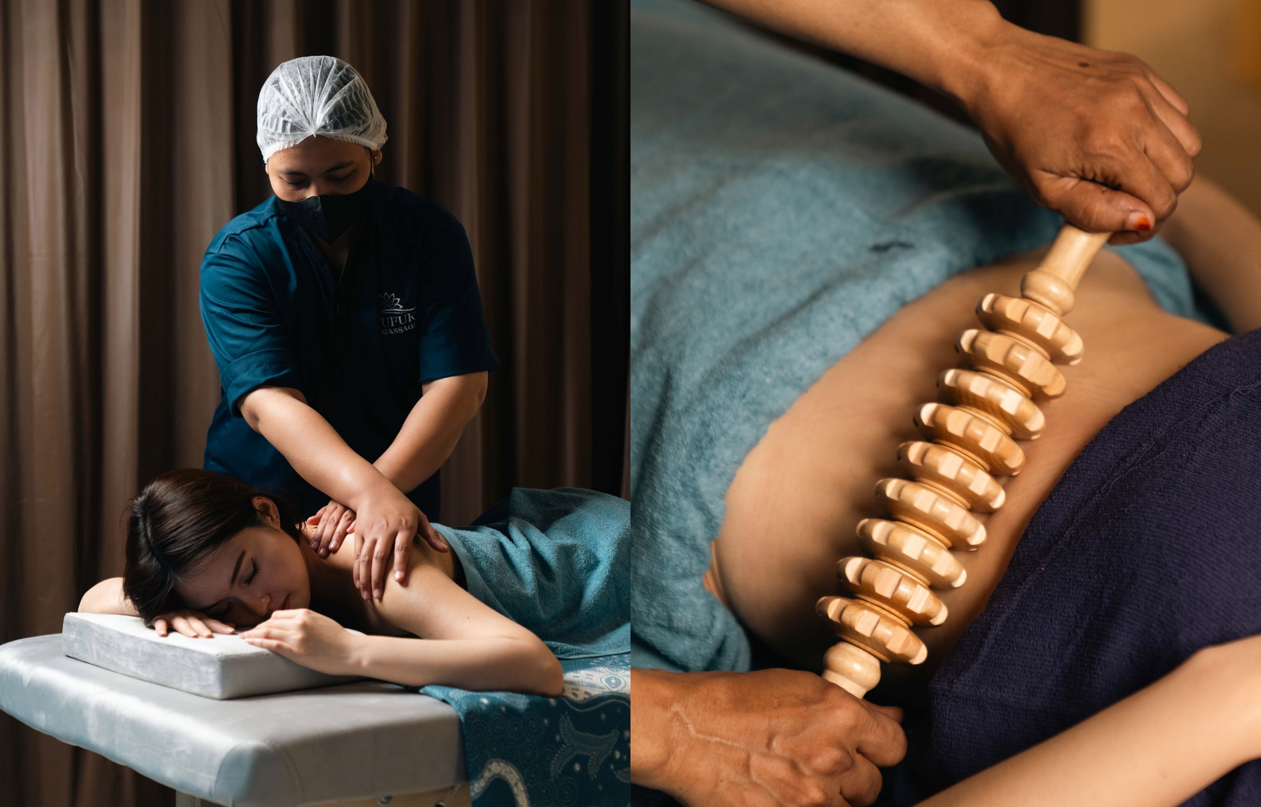 一系列精選木質按摩工具，用於淋巴引流和身體塑形護理