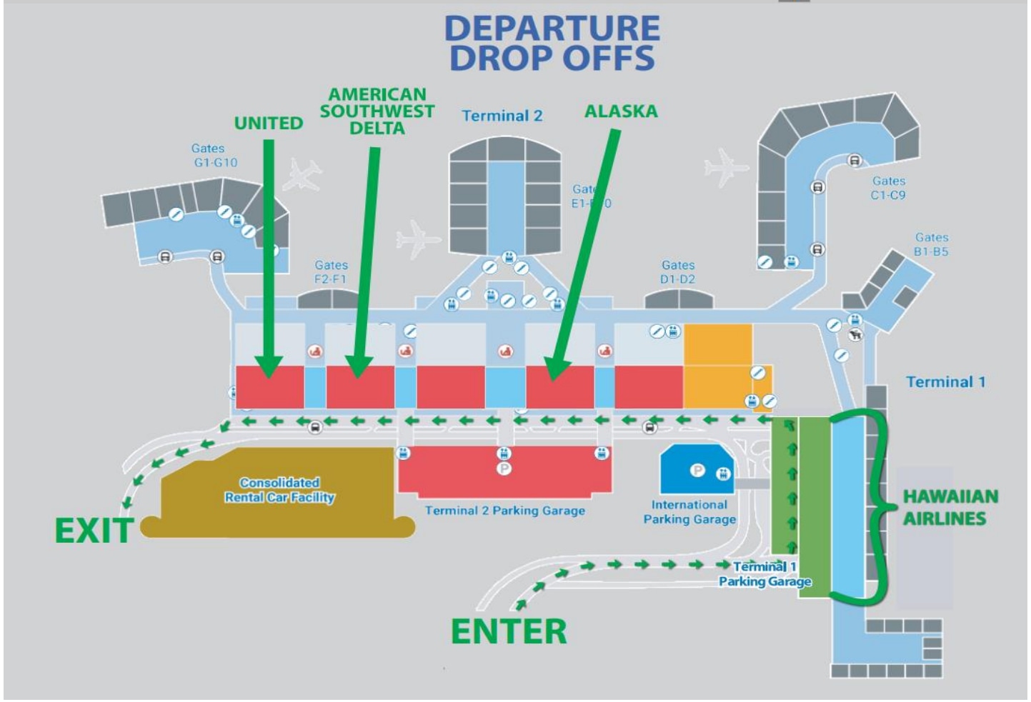 E Noa Tours Departure drop offs map