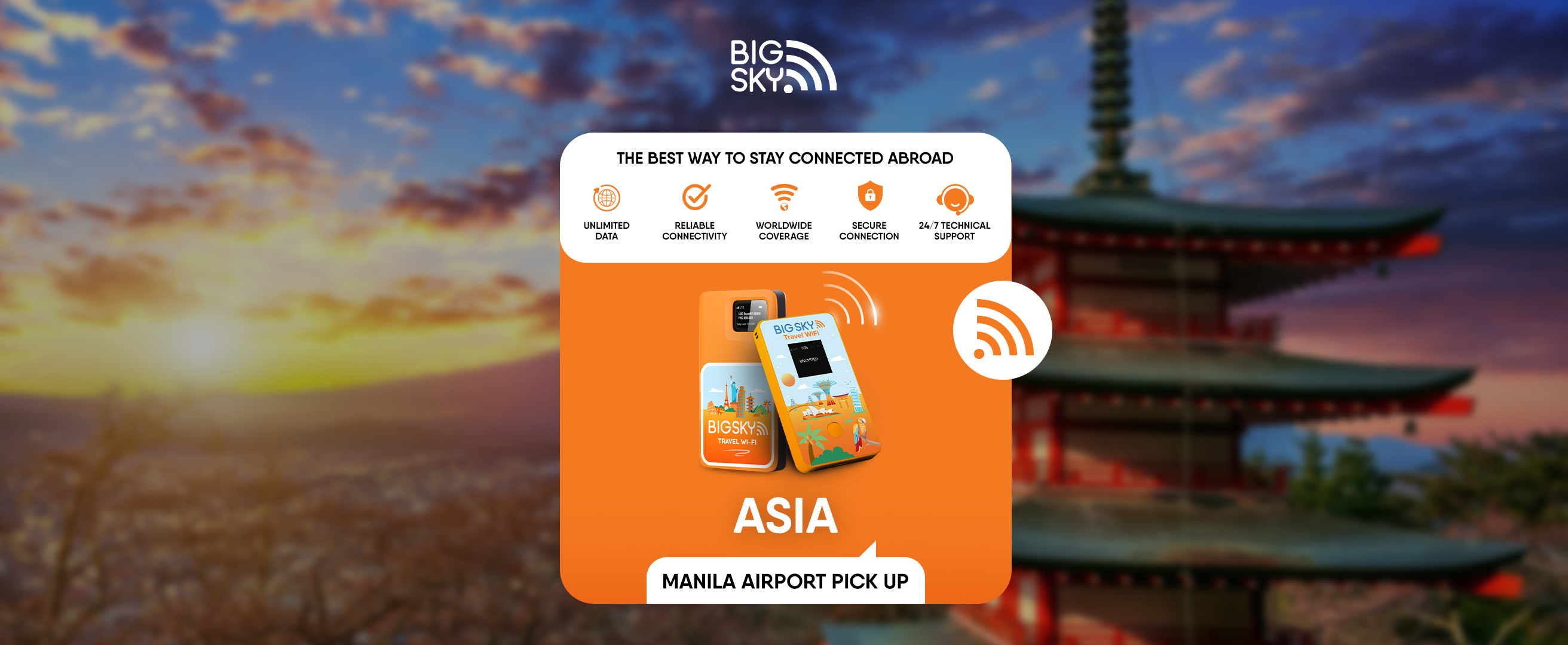 BIG SKY Travel WiFi 4G (MNL Airport Pick Up) for Asia