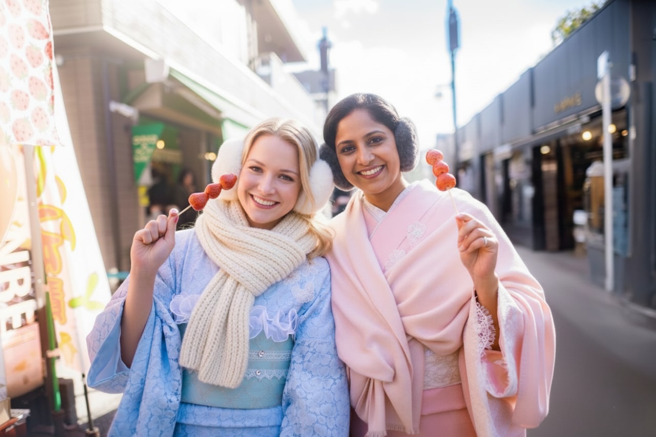 澀谷、新宿、池袋、銀座、秋葉原… 穿上和服/浴衣，時尚探索這座城市吧！👘
非常適合美食之旅，漫步於最酷炫的景點。🍣🍡
拍下美照，讓您的一天永生難忘！📸✨