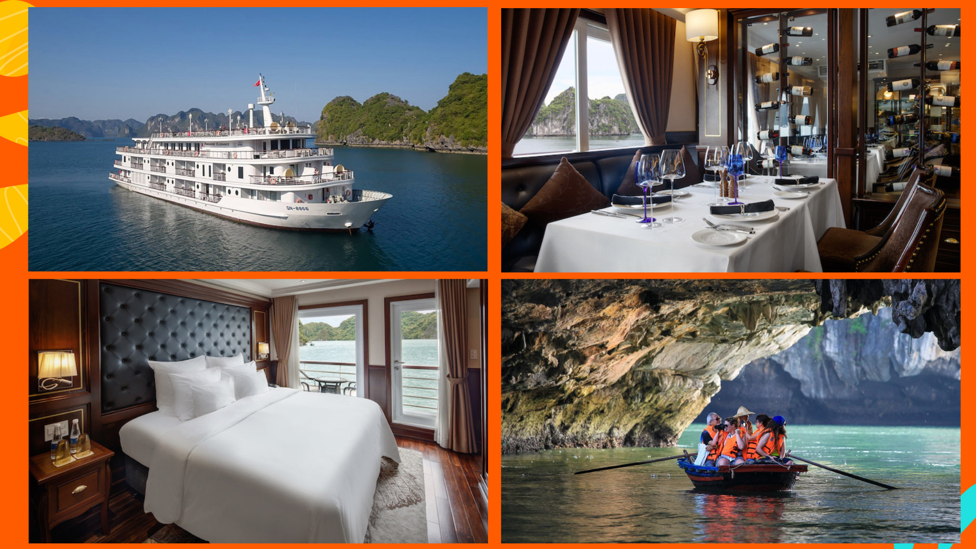 【路線2】下龍灣2天1夜5星級遊船之旅（Paradise Elegance Cruise 提供）