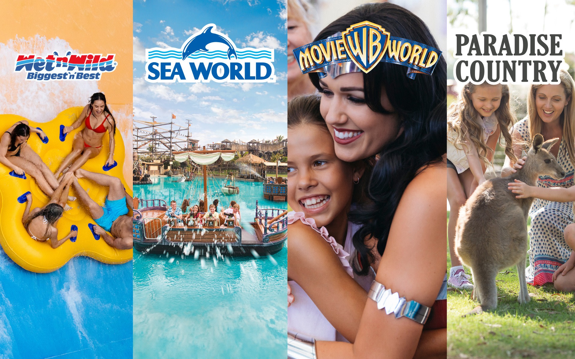 Movie World, Sea World, Wet'n'Wild, Paradise Country Gold Coast Single-Day Pass