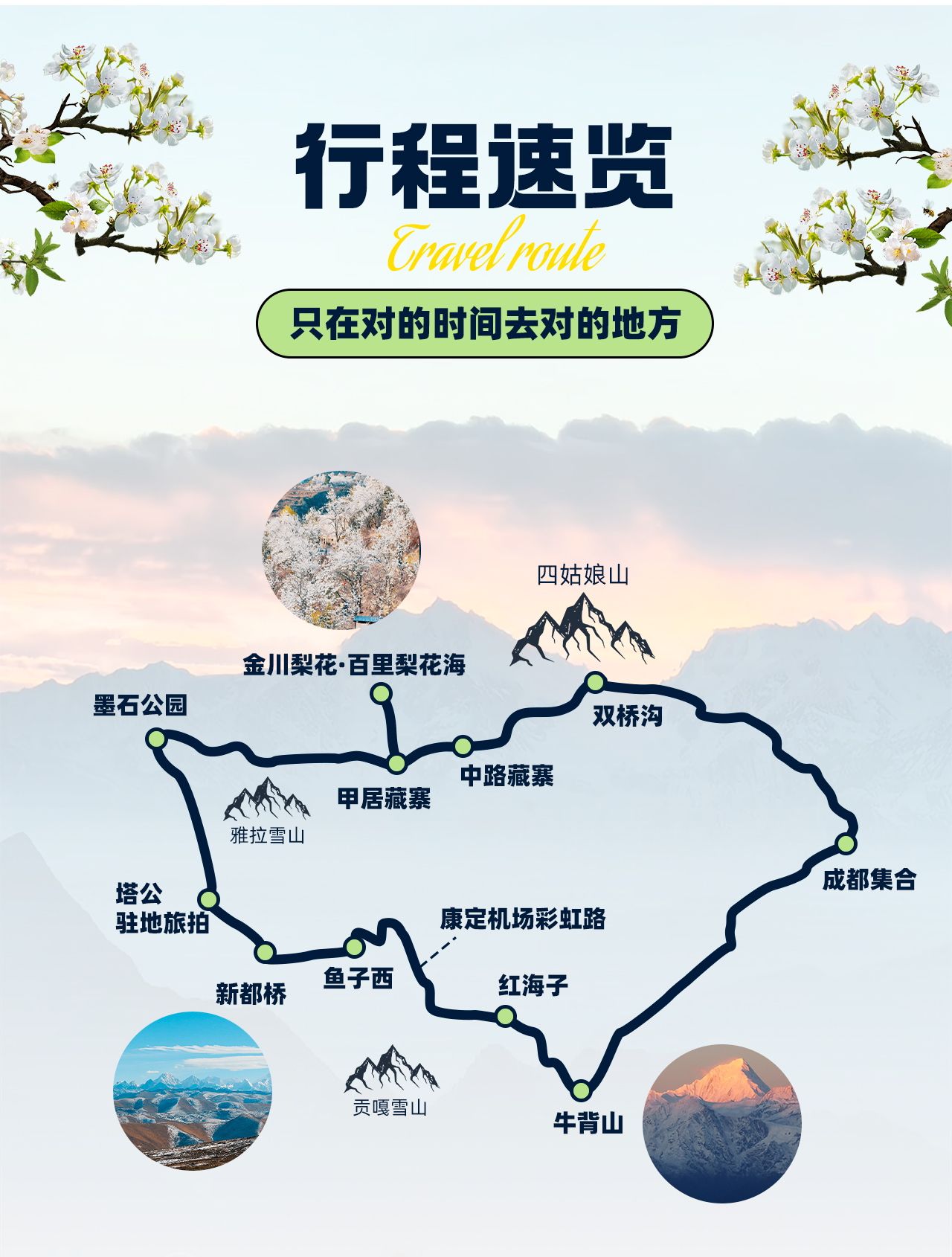 春染川西6日遊（四姑娘山雙橋溝+牛背山+金川梨花+墨石公園+甲居藏寨+中路藏寨+紅海子+魚子西+8人純玩小團+贈藏式旅拍）