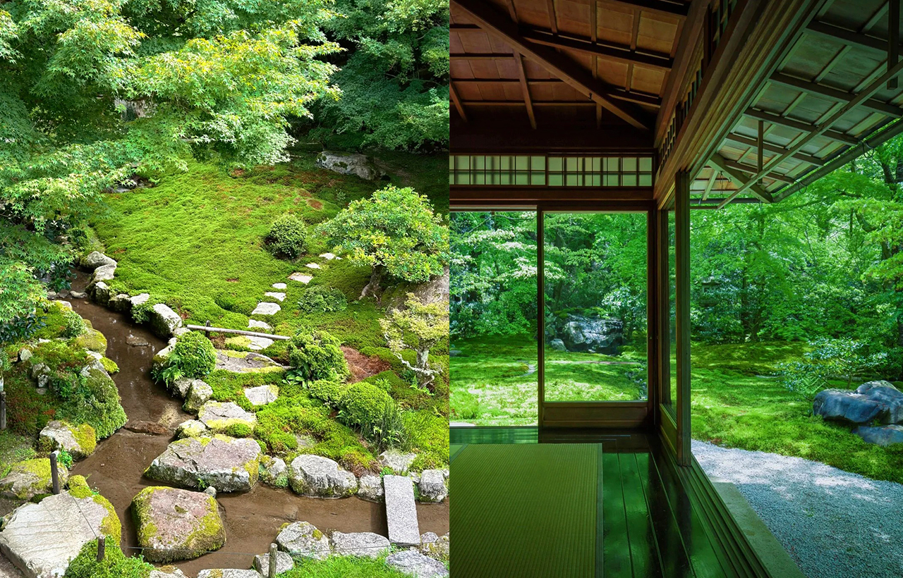 The garden adopts the form of a pond-style garden with the Omiya River as the winding water and the Hachioji Mountain as the borrowed scenery.