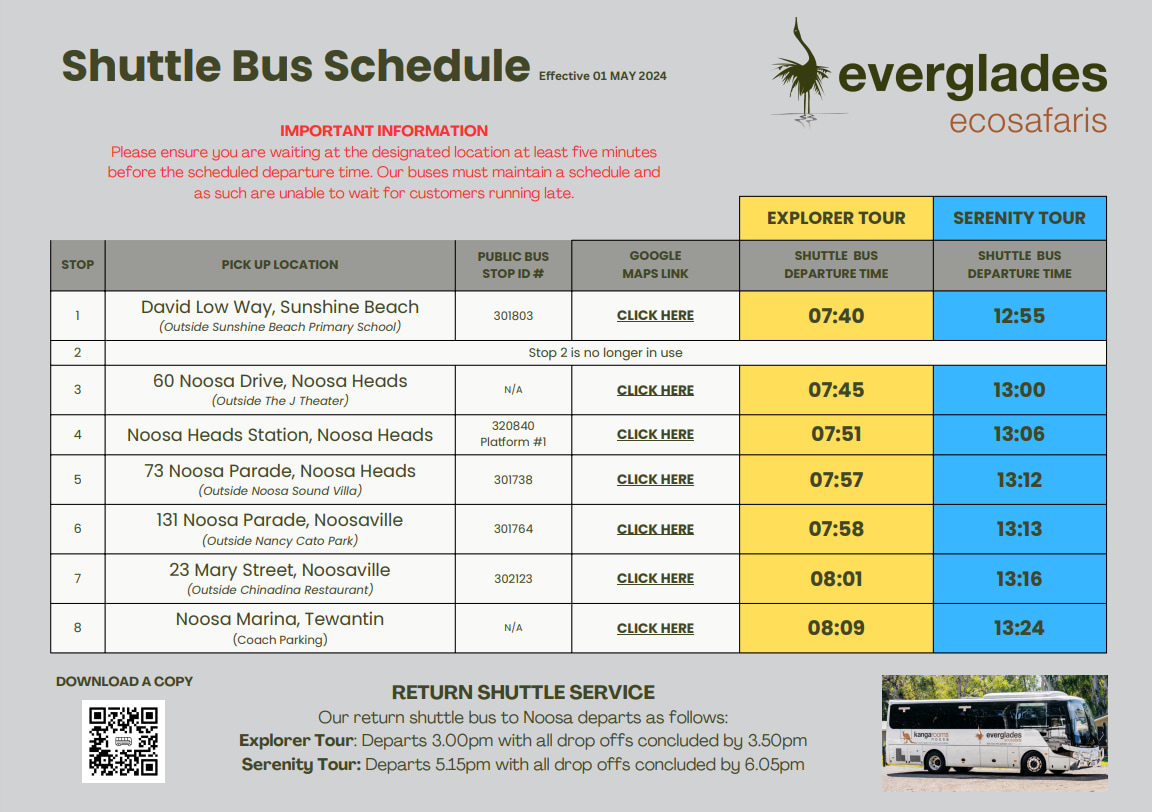 Shuttle bus schedule