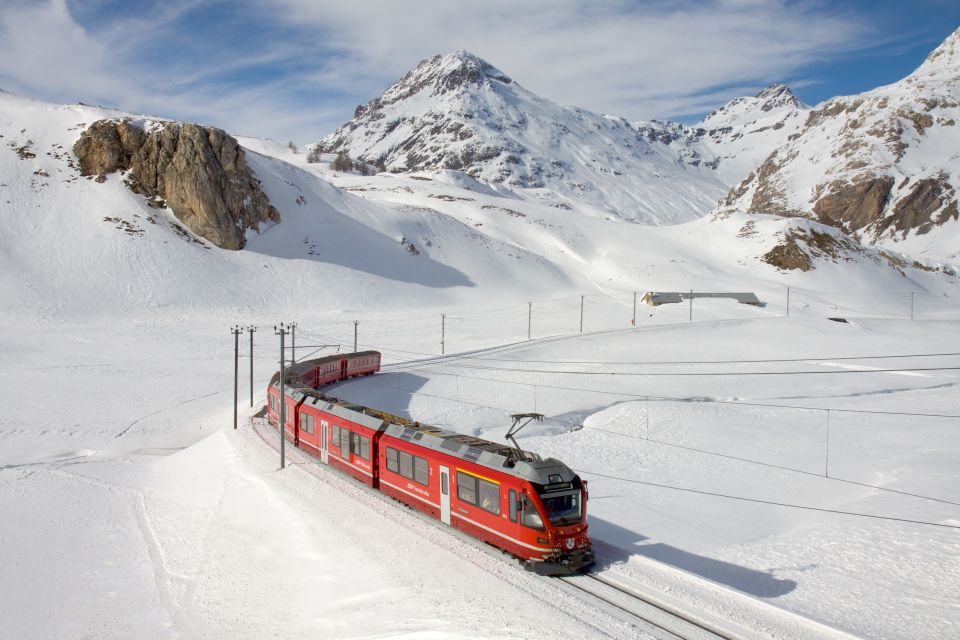 Bernina red train and St. Moritz one-day tour from Milan