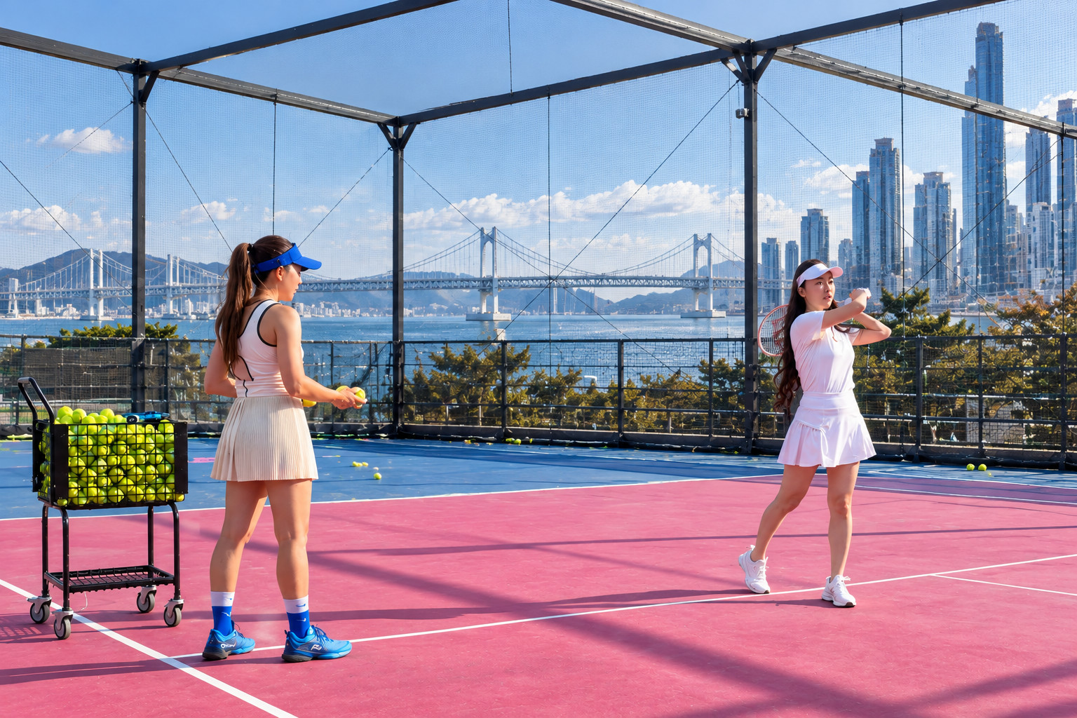 Busan Tennis Lesson with Professional Coach & Souvenirs