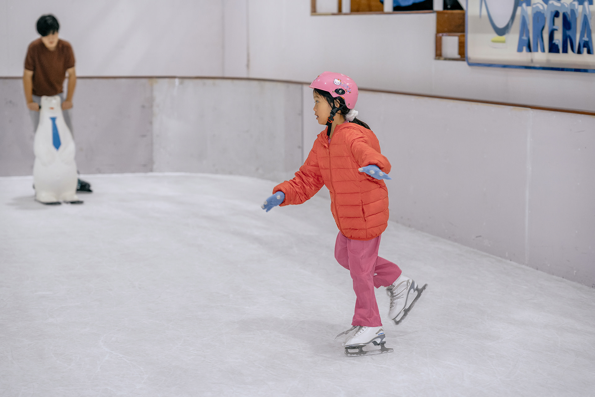 Show off your moves or learn a new skill on the indoor ice skating rink