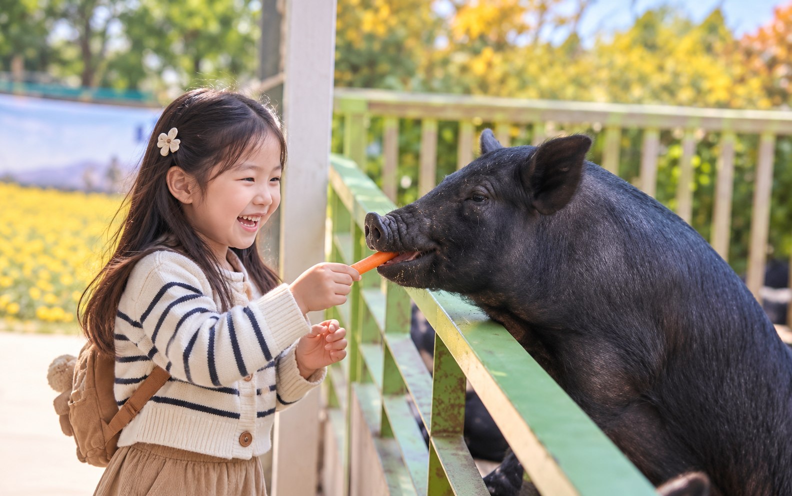 🐷 超萌濟州黑豬餵食體驗（選購，現場支付 2,000 韓元）
近距離互動，開心餵食濟州著名的黑豬。