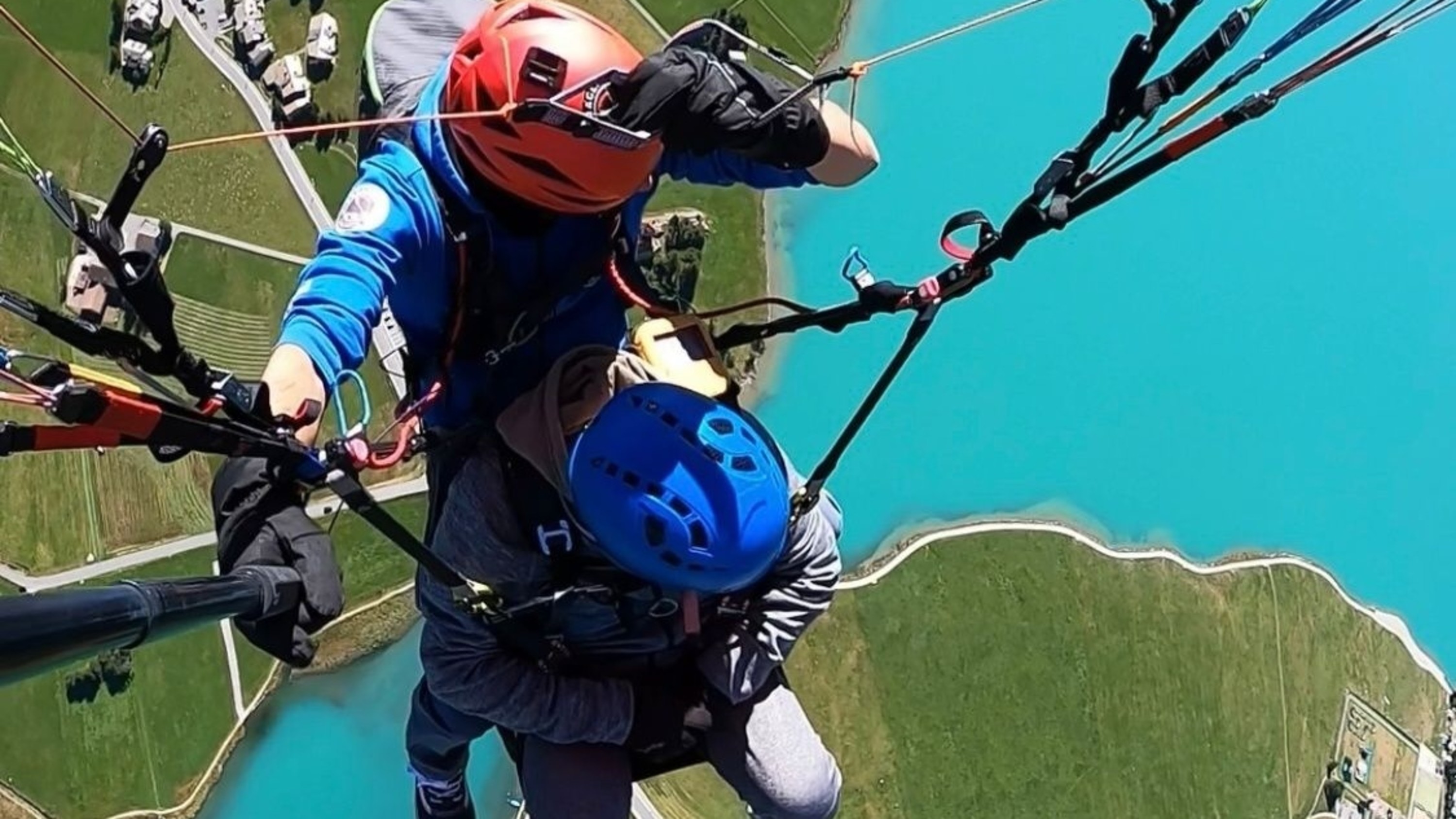 Enjoy a calm mid-flight moment, suspended in air with vast alpine views all around