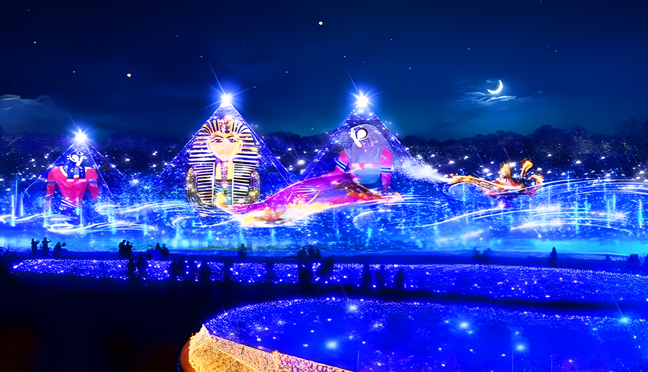 位於三重縣桑名市的植物園與燈光主題公園,以大規模燈光藝術聞名。每年冬季舉辦燈光展,2025-2026年主題為“黃金之國Zipangu與富士山”。園內設有光之隧道、光之大河等景觀,同時可欣賞四季花卉與紅葉,夜間燈光秀尤為夢幻。 位於三重縣桑名市的植物園與燈光主題公園,以大規模燈光藝術聞名。每年冬季舉辦燈光展,2025-2026年主題為“黃金之國Zipangu與富士山”。園內設有光之隧道、光之大河等景觀,同時可欣賞四季花卉與紅葉,夜間燈光秀尤為夢幻。