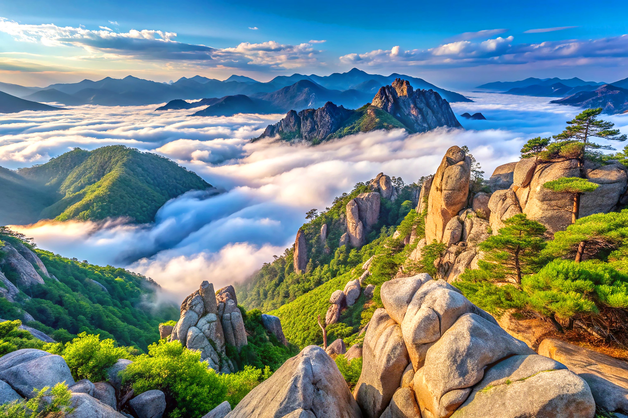 ⛰️ 雪嶽山是韓國最著名的山脈之一,以其四季皆宜的壯麗景色而聞名。 ⛰️ 雪嶽山是韓國最著名的山脈之一,以其四季皆宜的壯麗景色而聞名。