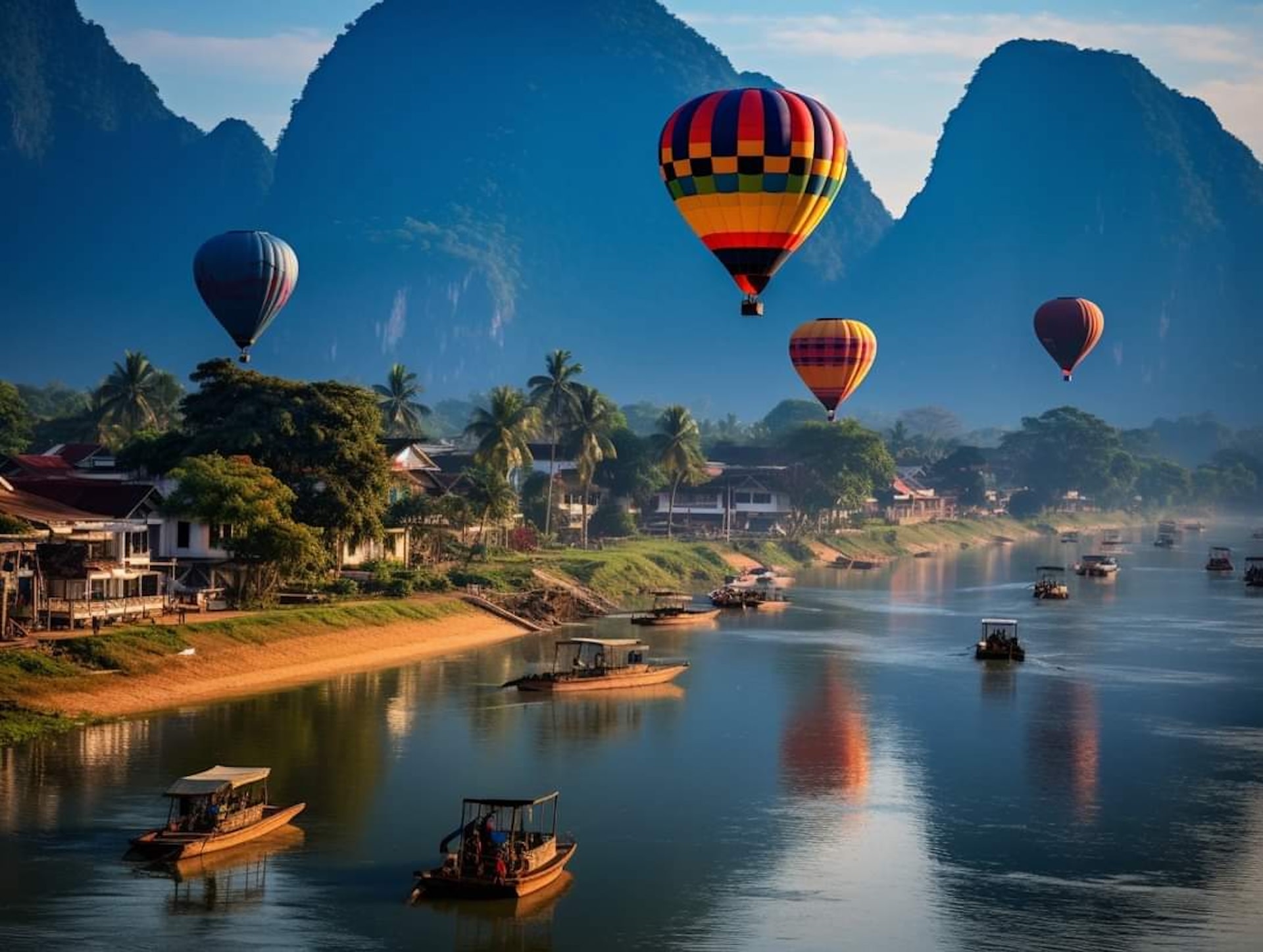 Vang Vieng: Cave Tubing, Cave hiking, Zipline, Kayak, Lagoon 1, Hot Air Balloon Day Tour