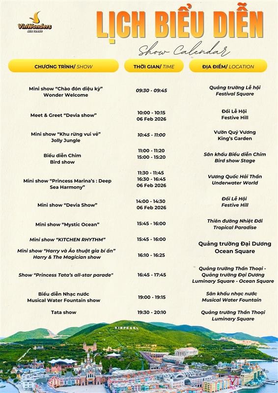 Show Schedule at VinWonders