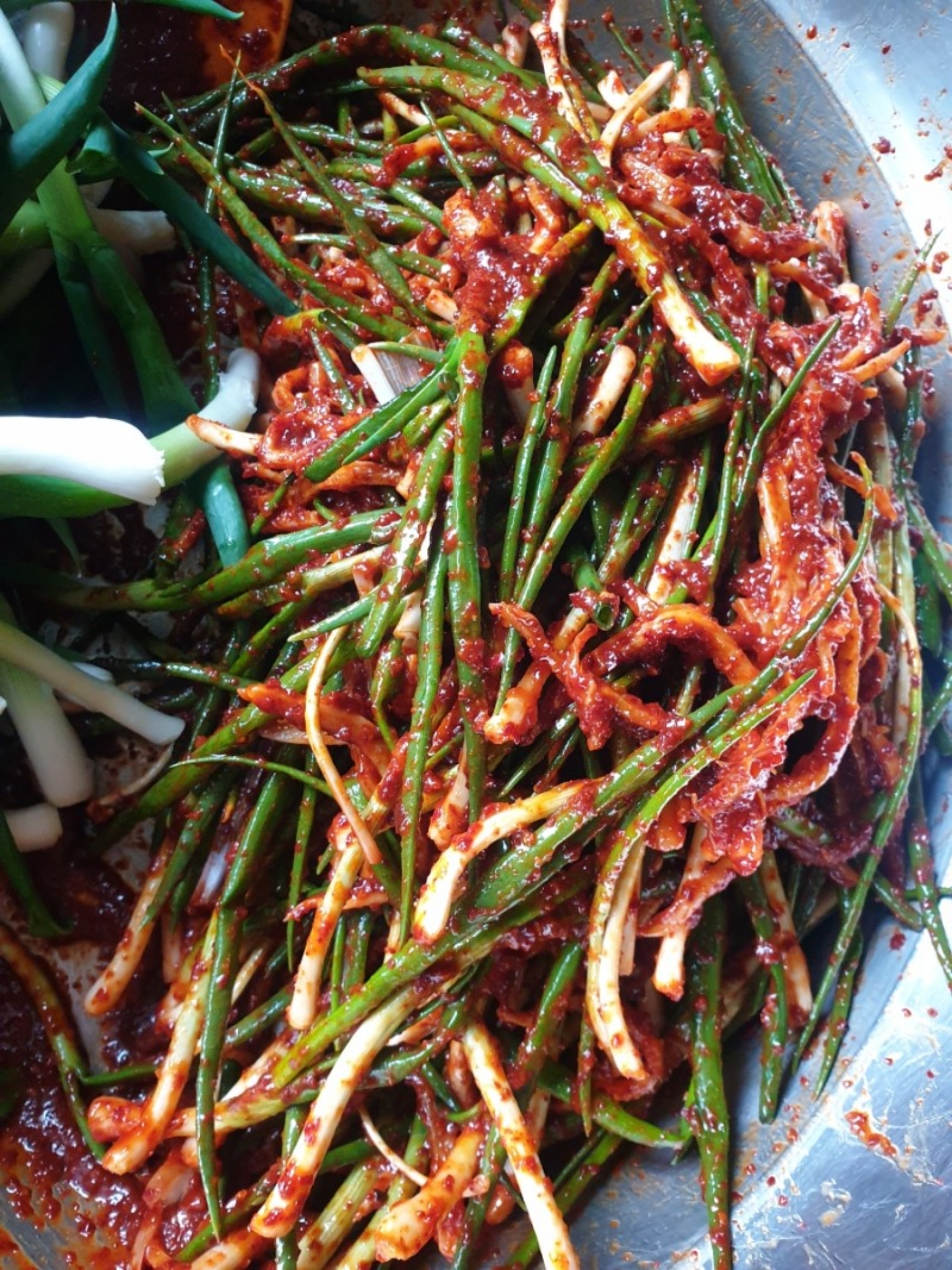 Making Chives Kimchi with Dried Shredded Squid in Busan