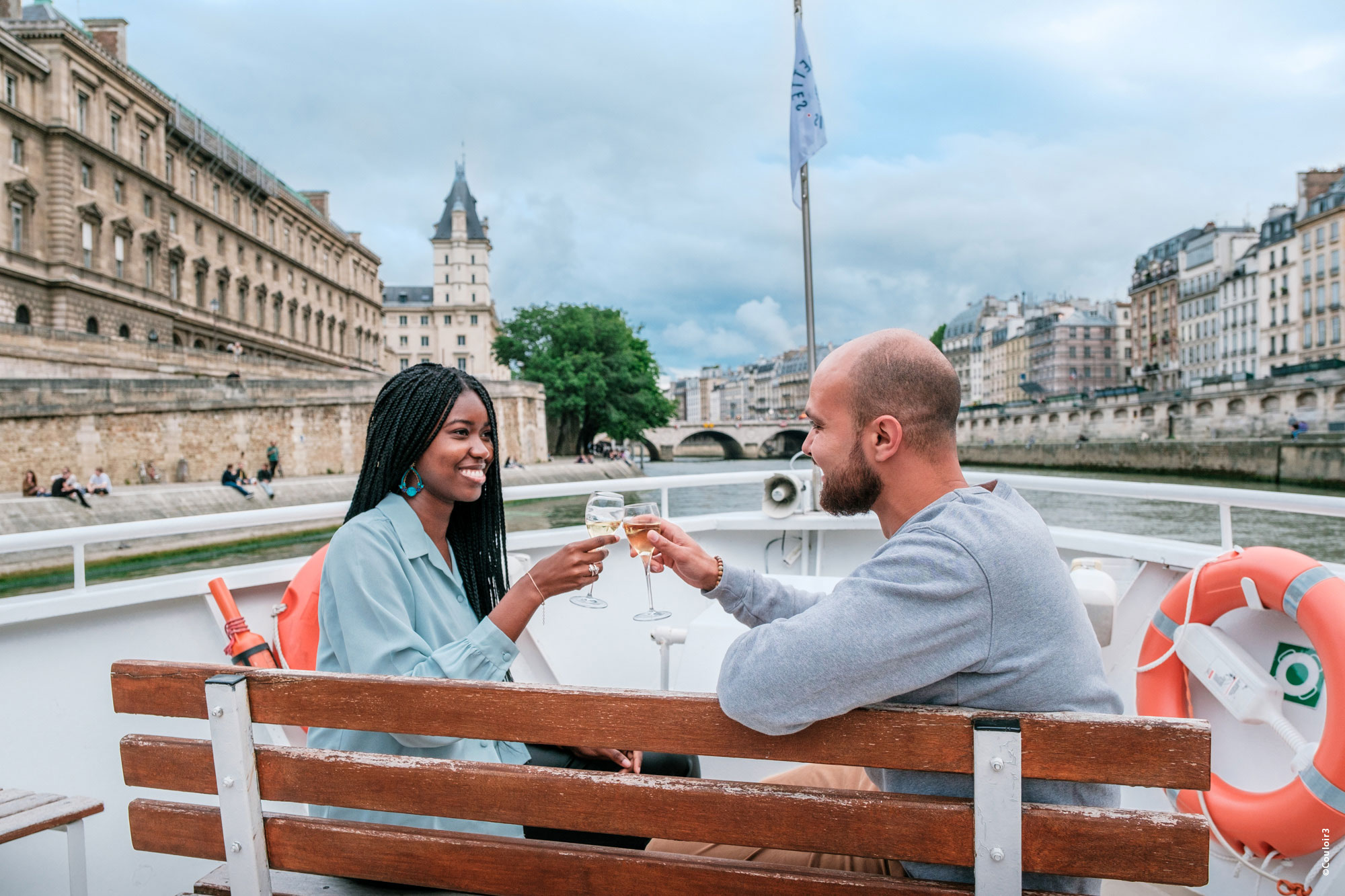 two couple on the river cruise
