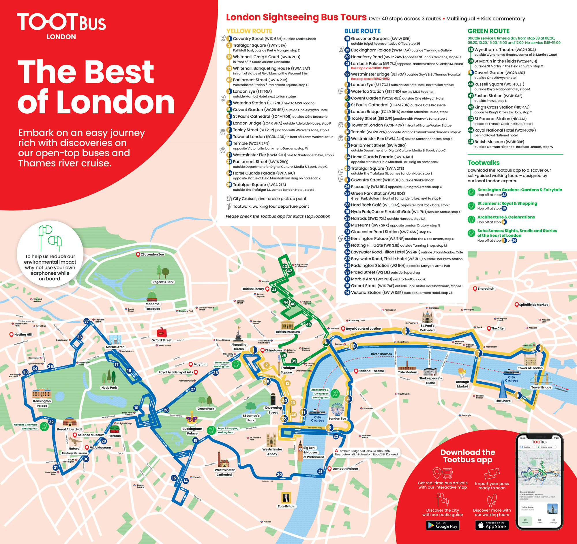 Tootbus London Routes Map Jan 2025