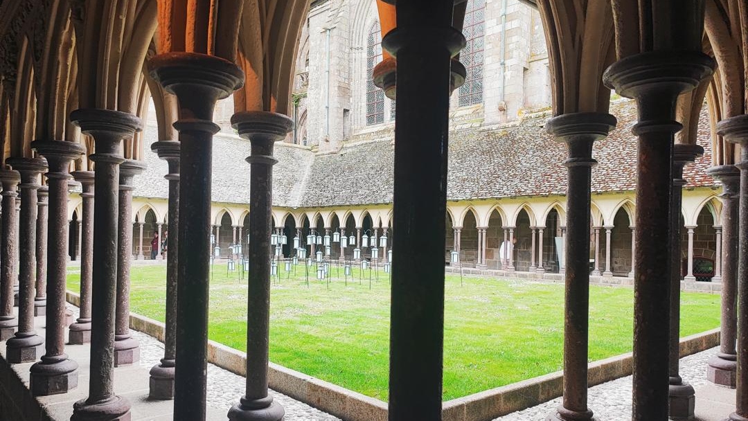 Admire the double-inner Cloister, a tranquil Gothic masterpiece atop Mont Saint-Michel