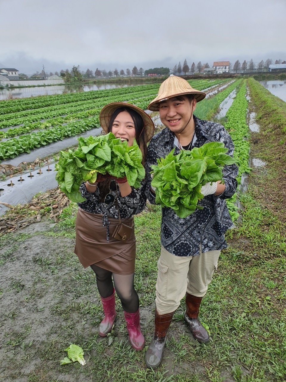 彎腰走進菜園,把最新鮮的蔬菜捧回家