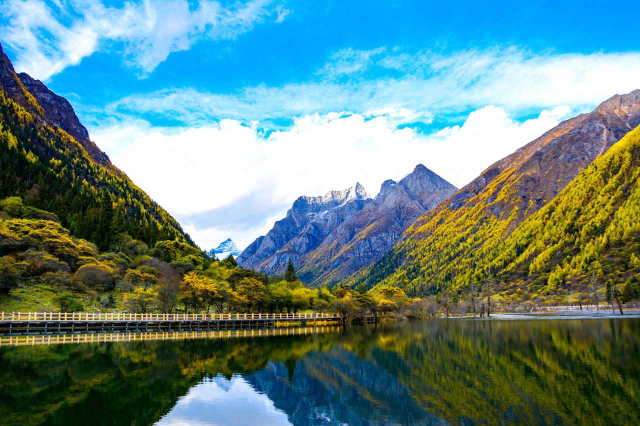 隆珠措海拔3490米,是雙橋溝主要景點之一。由於山洪沖刷泥沙淤積阻塞,導致河流改道,淹死了原本在陸地生長的沙棘樹。溪水中含有豐富的鈣化物,沙棘樹根部附積了大量鈣質,從而死而不倒,成為雙橋溝一道靚麗風景。 隆珠措海拔3490米,是雙橋溝主要景點之一。由於山洪沖刷泥沙淤積阻塞,導致河流改道,淹死了原本在陸地生長的沙棘樹。溪水中含有豐富的鈣化物,沙棘樹根部附積了大量鈣質,從而死而不倒,成為雙橋溝一道靚麗風景。