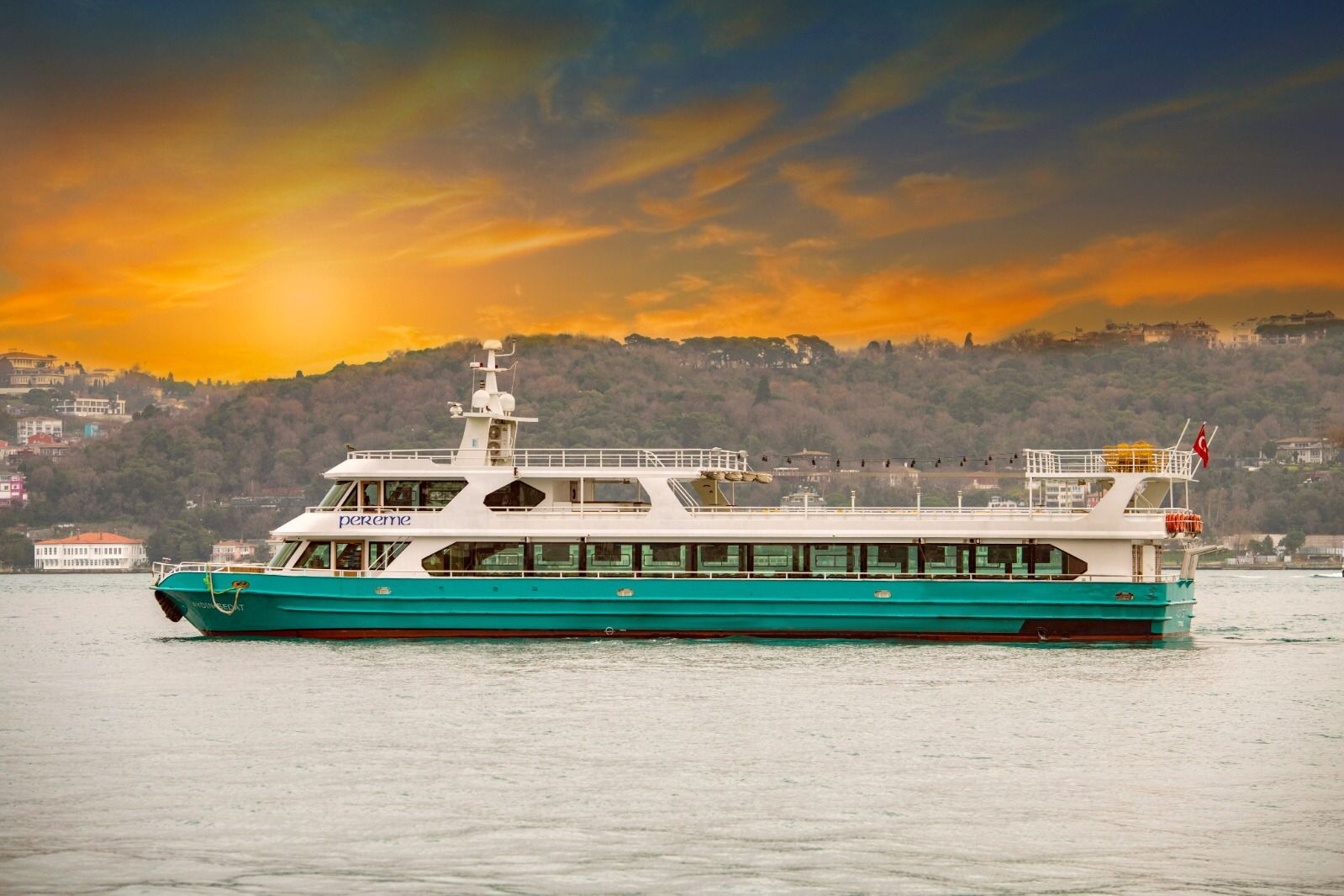 博斯普魯斯海峽日落巡遊（Bosphorus Sunset cruise），提供可選飲料和小吃