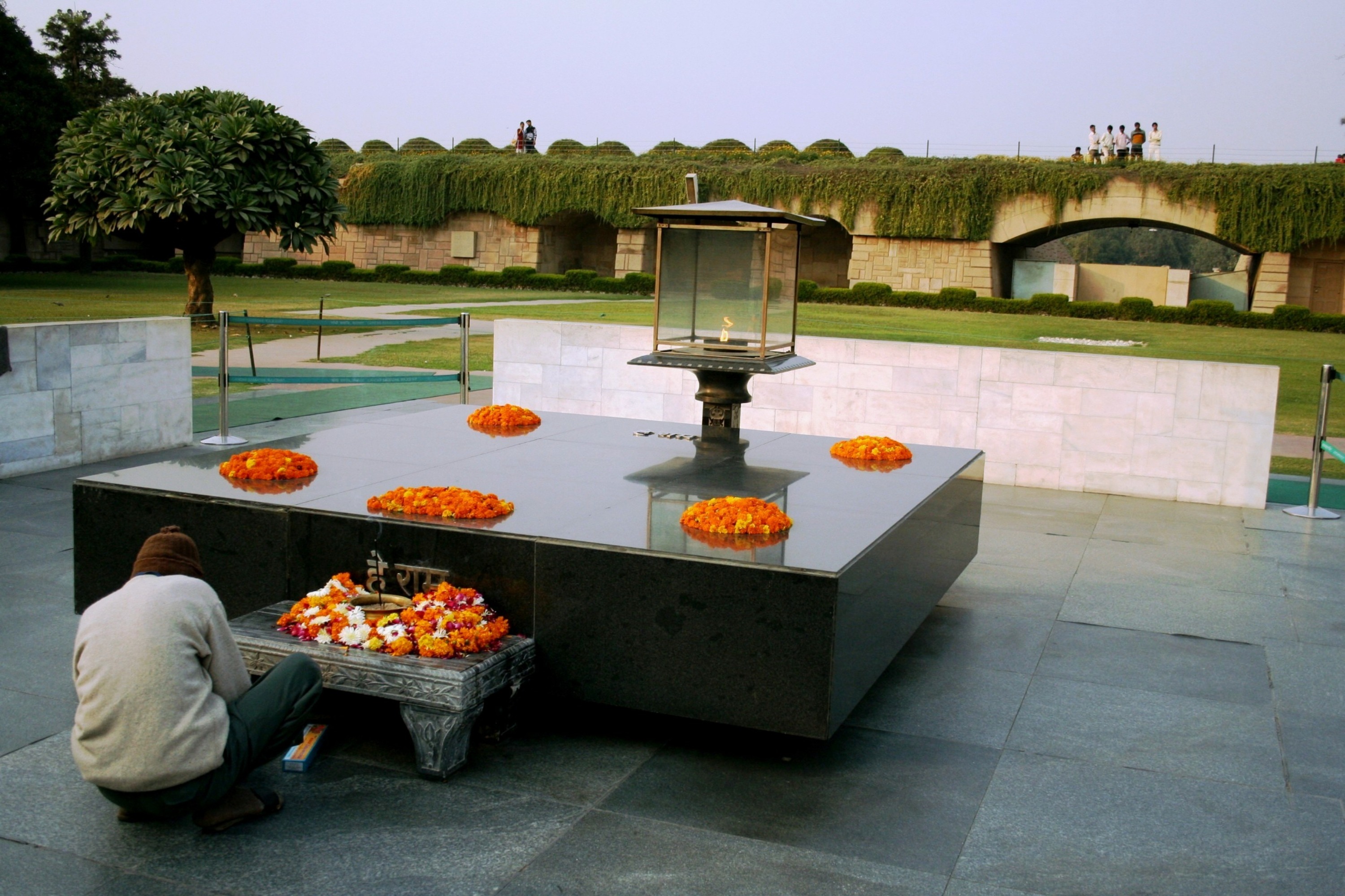 Raj Ghat, a memorial to Mahatma Gandhi that marks the spot of Gandhi s cremation. Delhi.