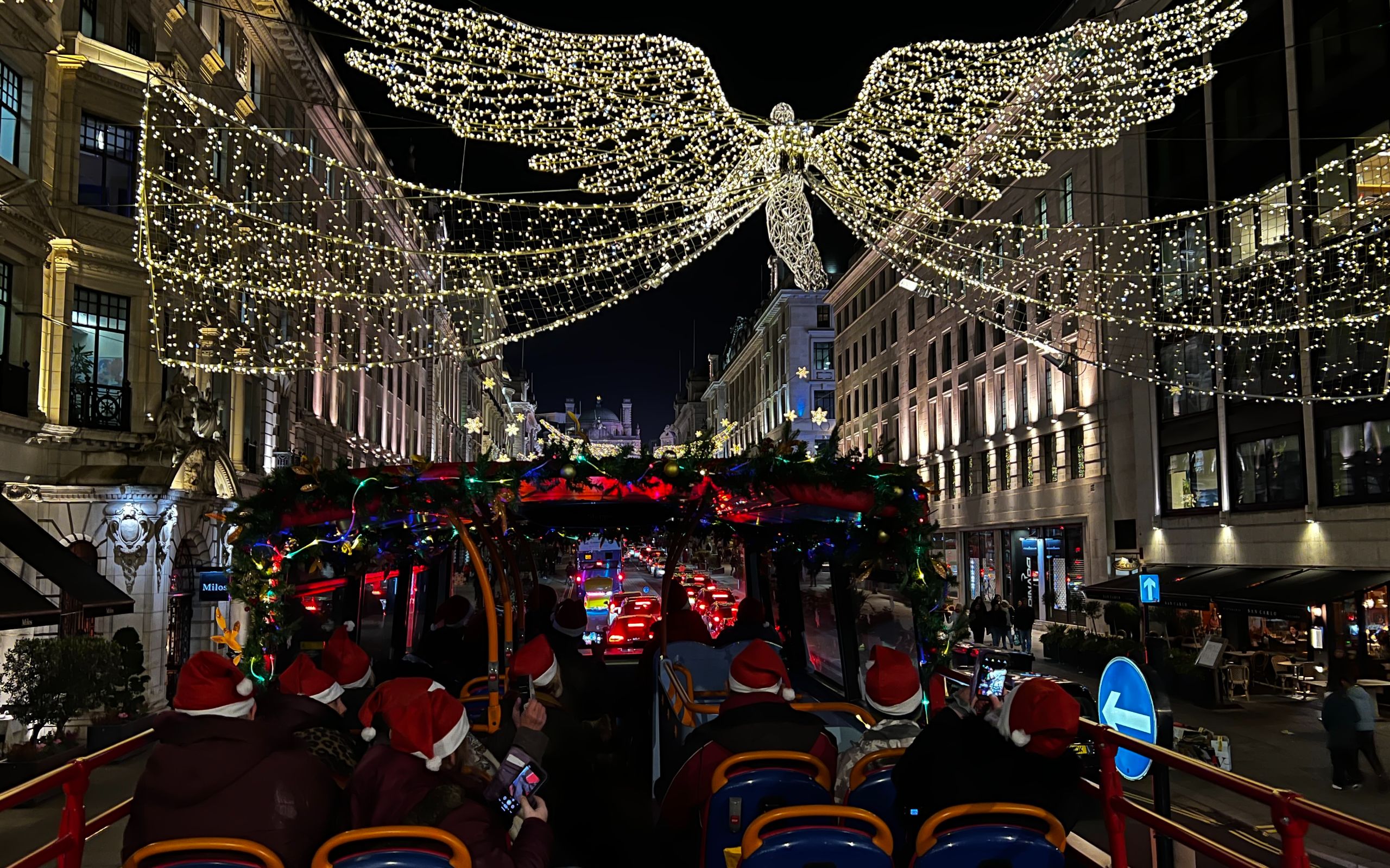 London Christmas lights bus by City Sightseeing