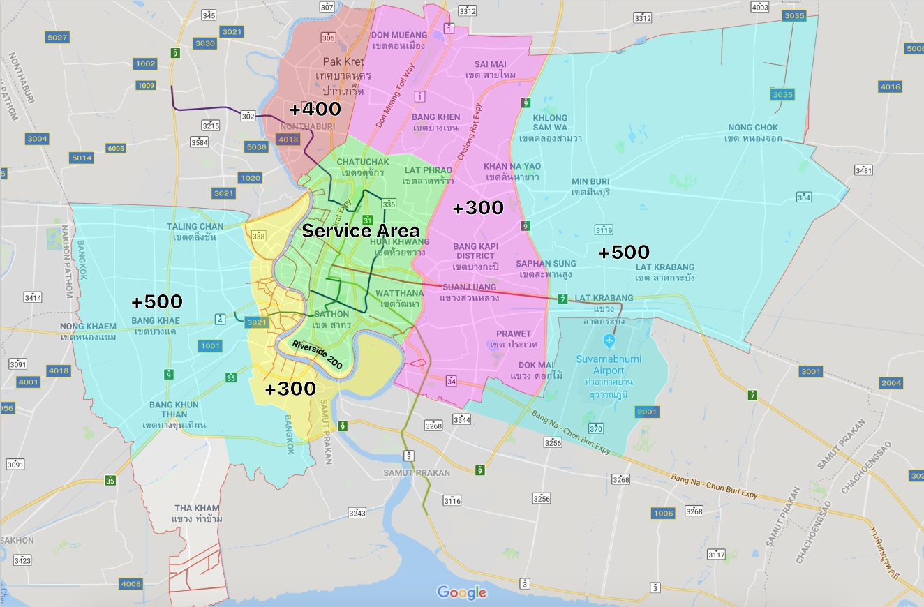 Bangkok Pick Up Surcharge Zone