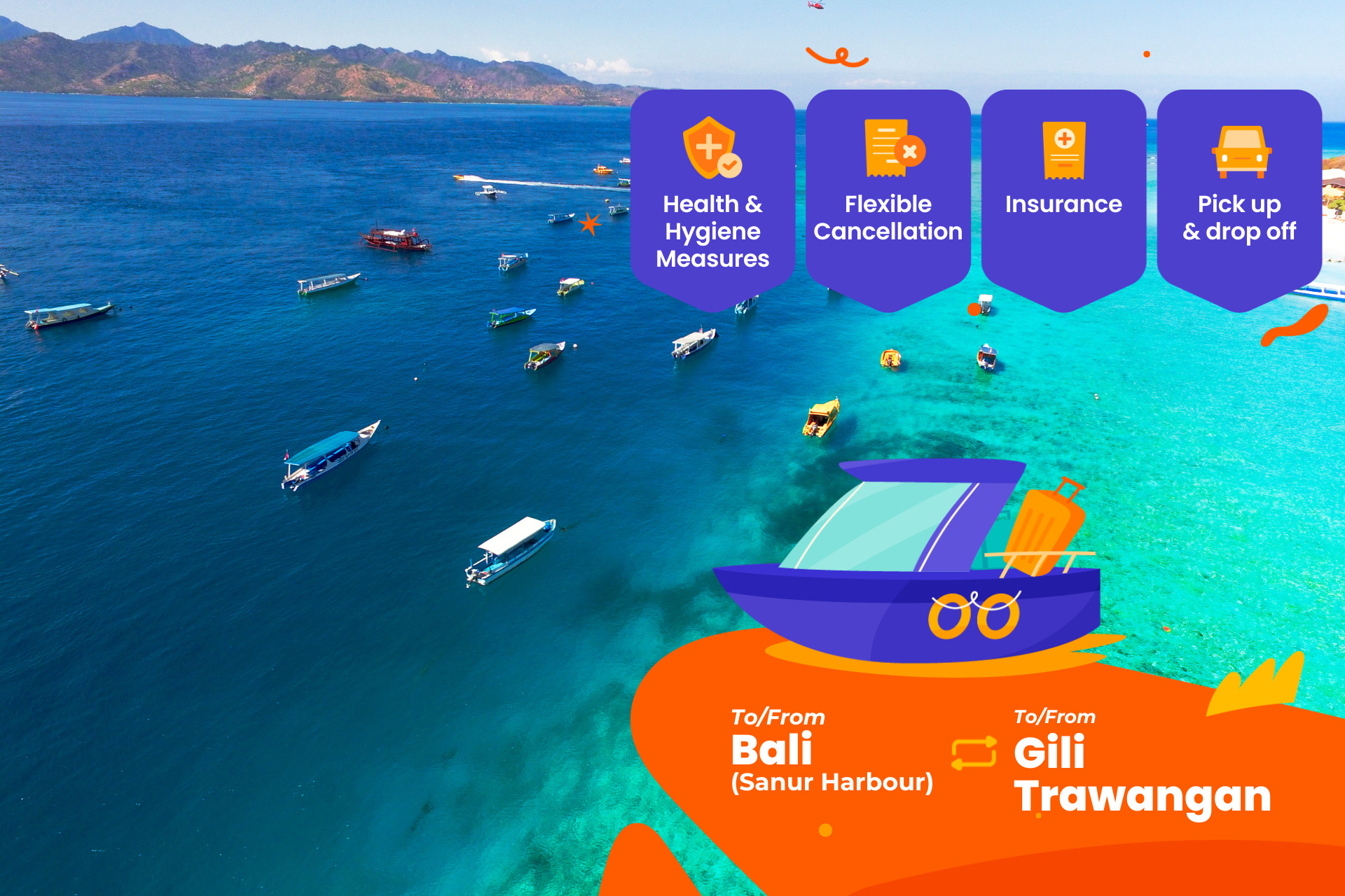 巴厘島（Serangan Harbour）往 / 返吉利德拉旺岸島快船票