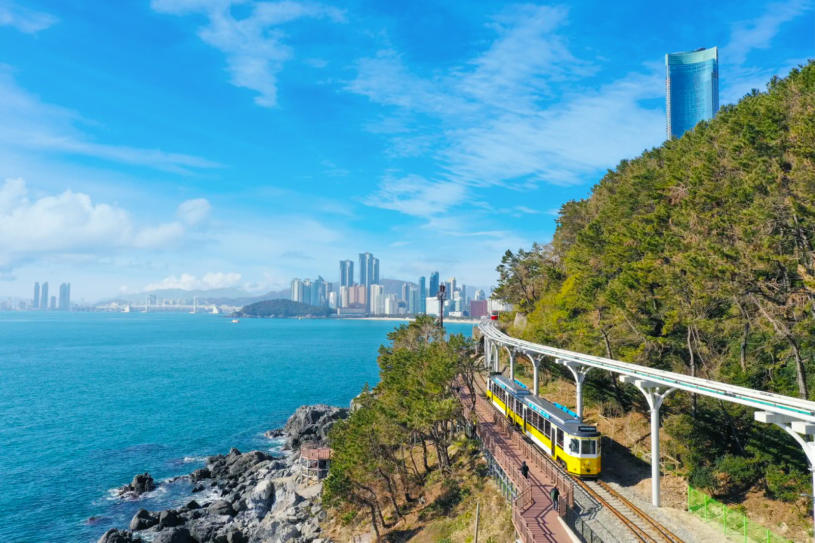 沿著海雲臺海岸線的觀光鐵路之旅