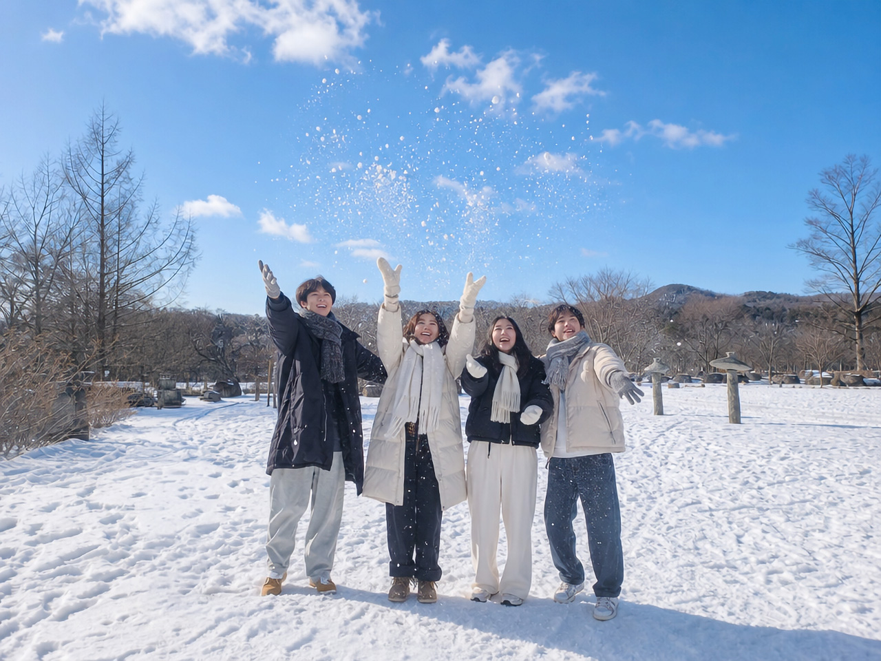 Charming snowmen adds a playful touch, making it a perfect spot for photos.⛄