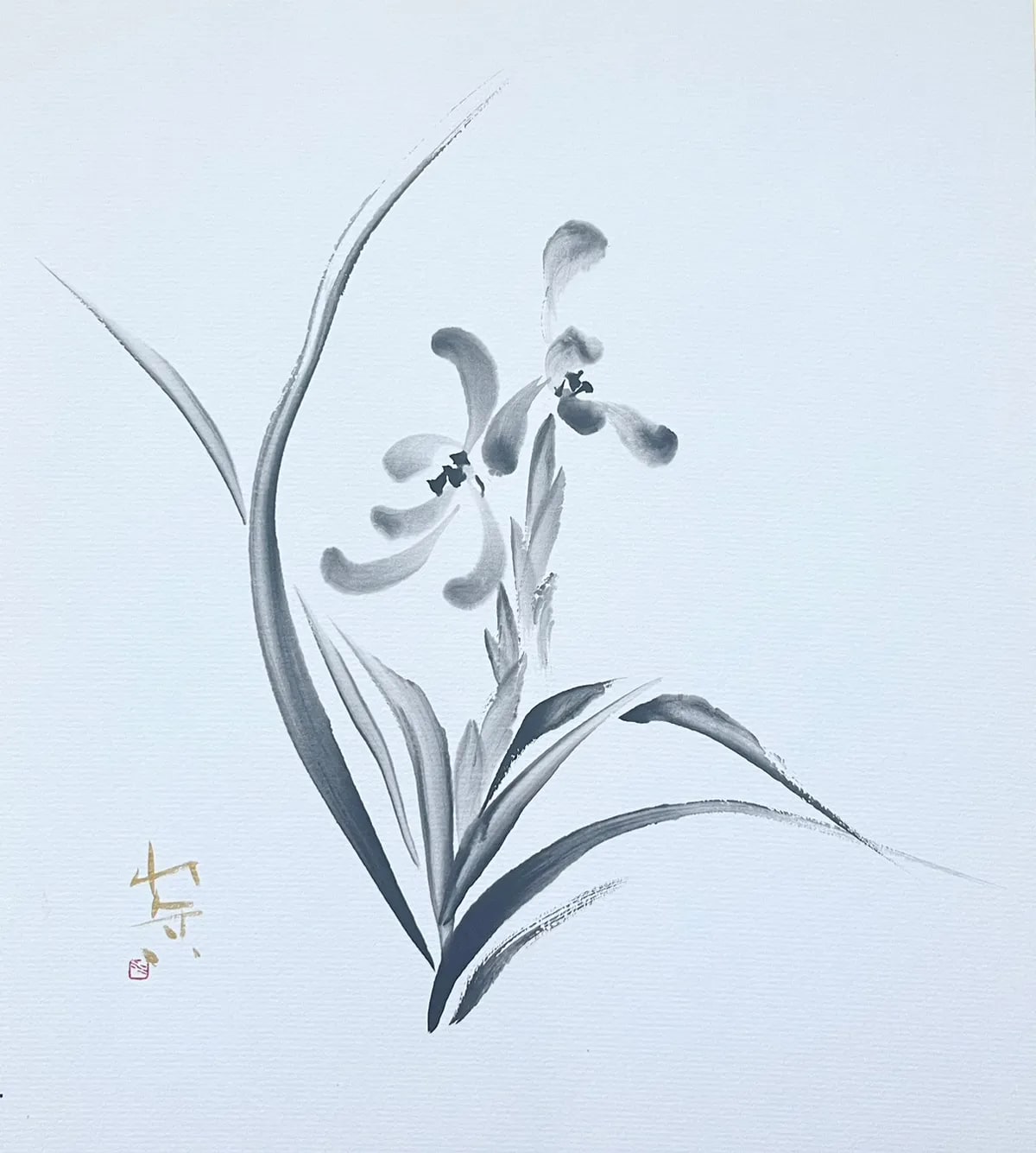 Sumi-e (Ink Painting) Experience in green tea shop, Tsukiji, Tokyo