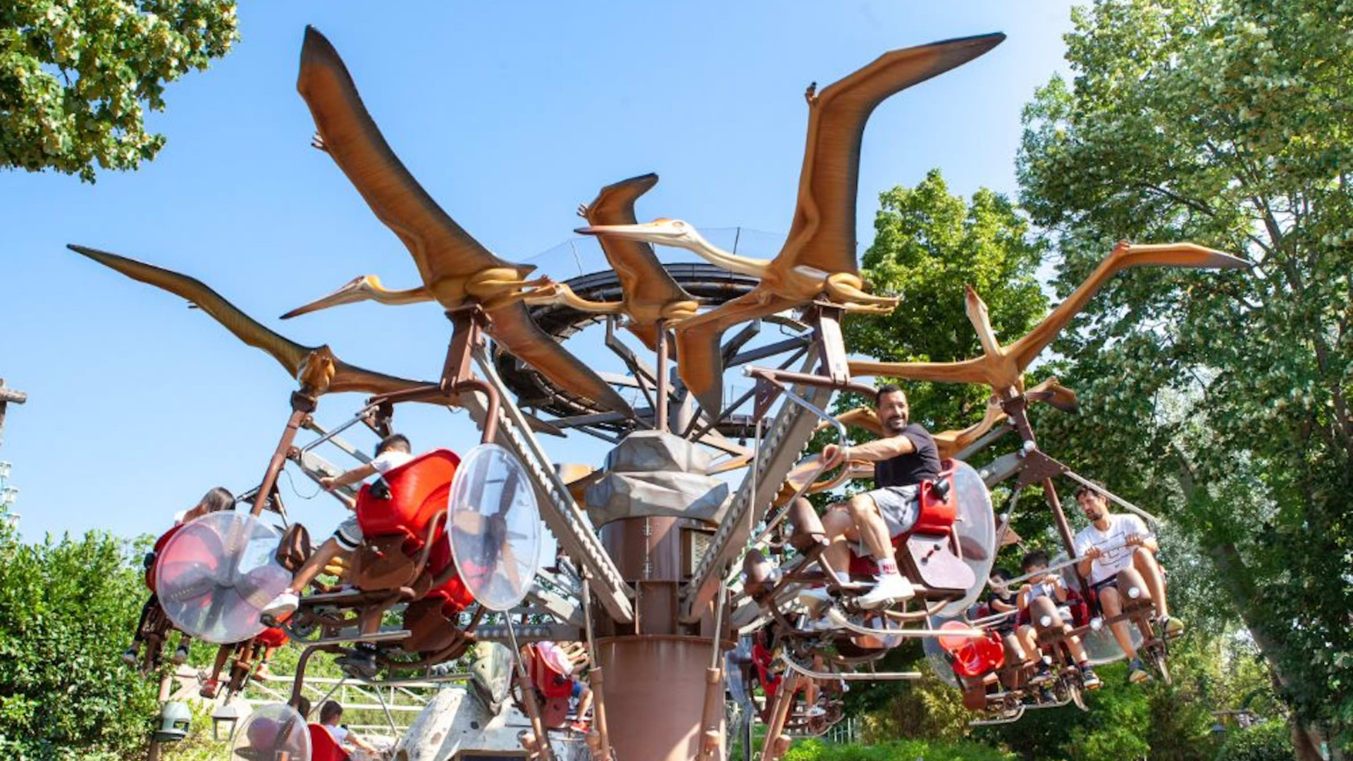 a dinosaur-themed ride in Mirabilandia