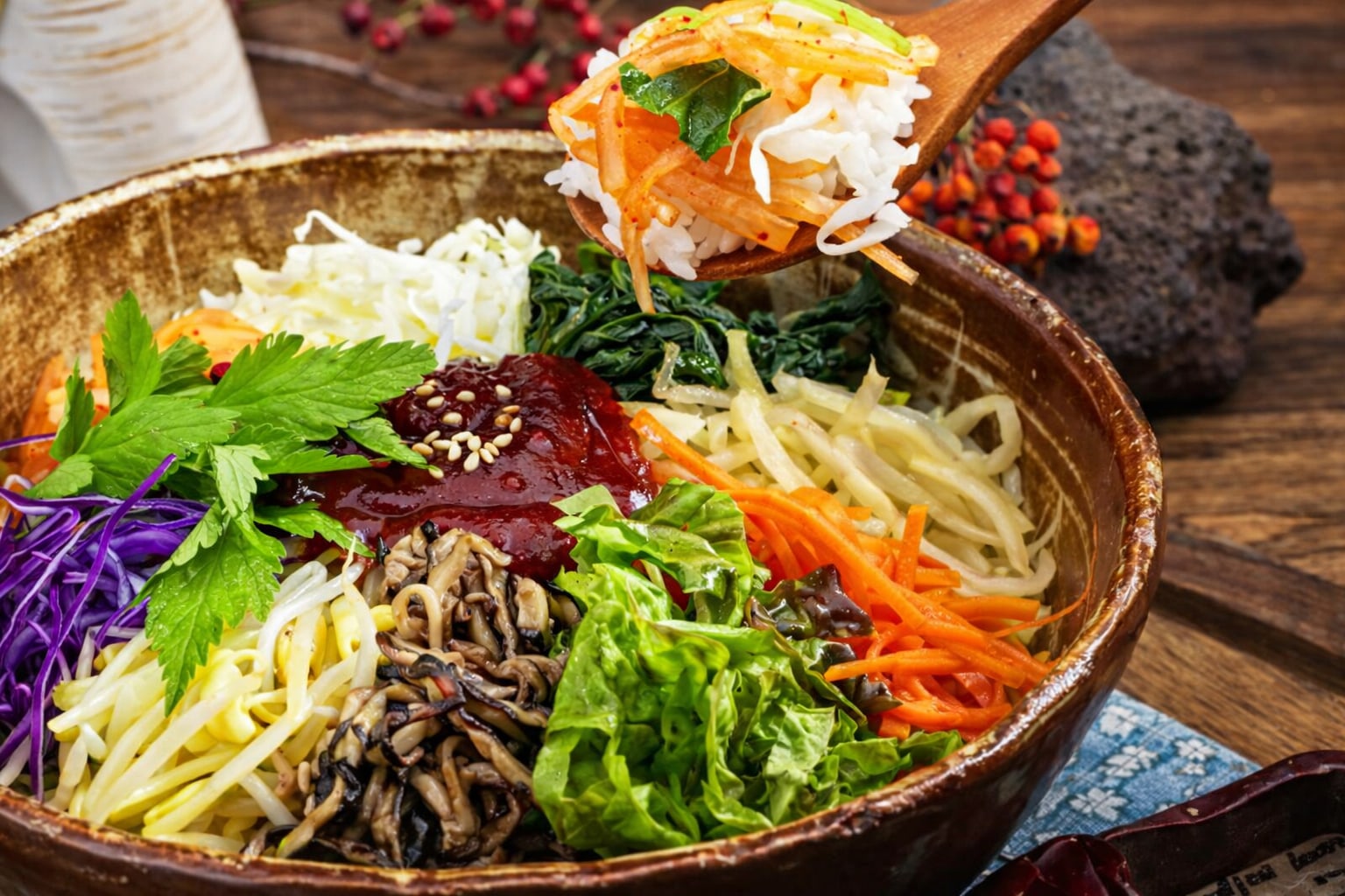 午餐——可選擇濟州炒豬肉或石鍋拌飯。