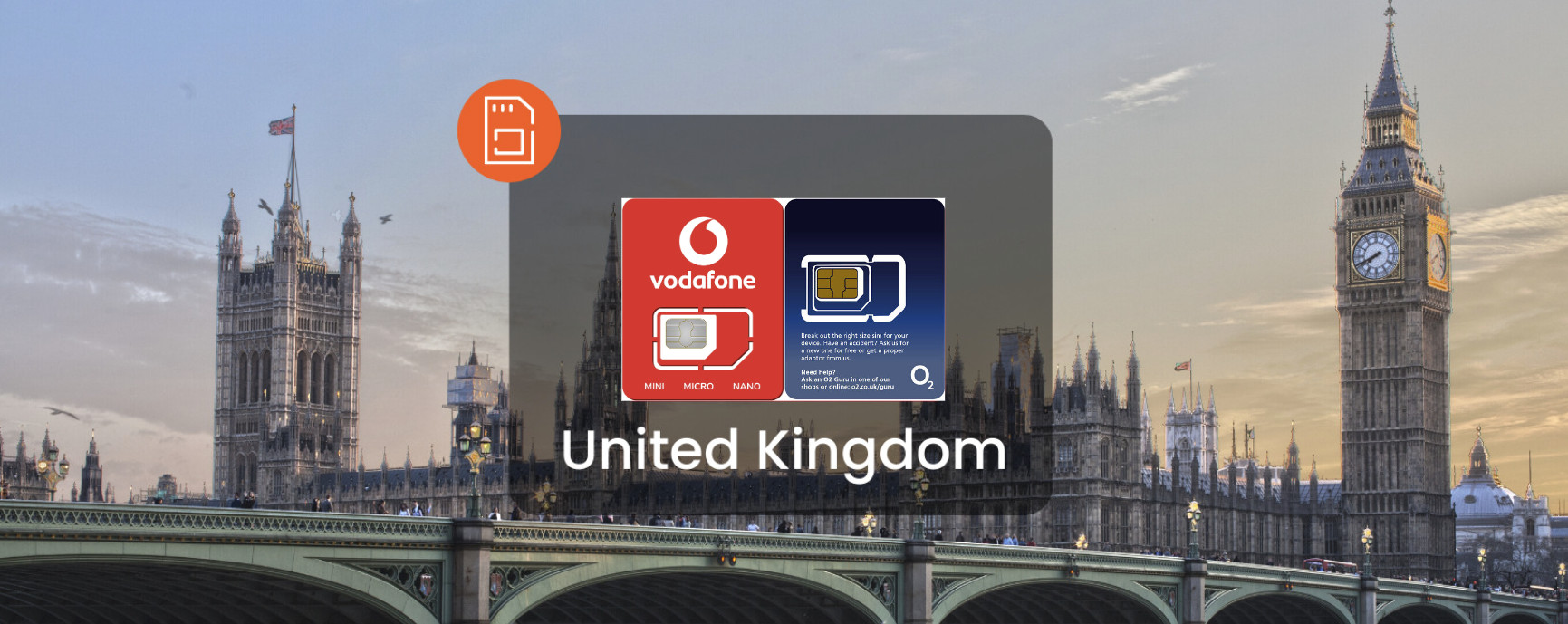 英國專用 Vodafone/O2 上網通話SIM卡（桃園機場領取）