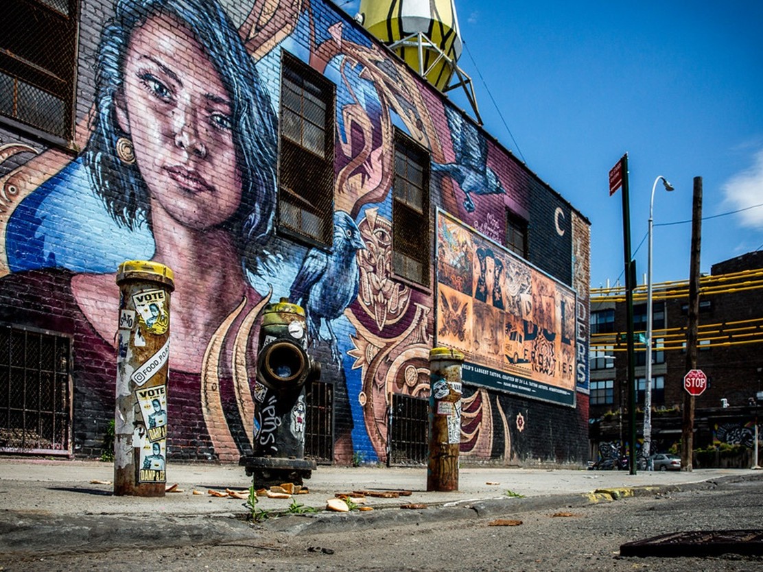 Explore the vibrant streets of Brooklyn transformed into an open-air gallery by stunning large-scale murals