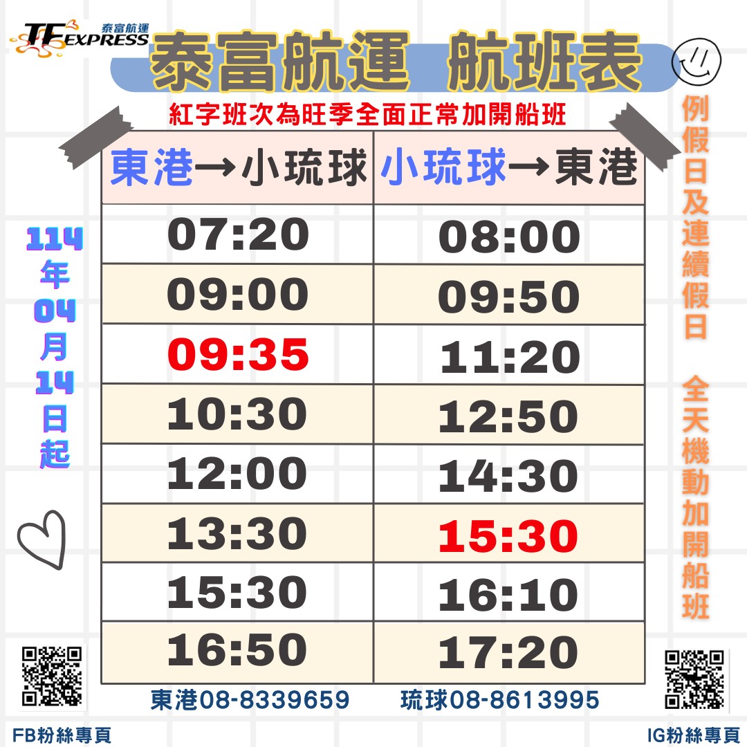 Tai Fu Shipping Schedule
