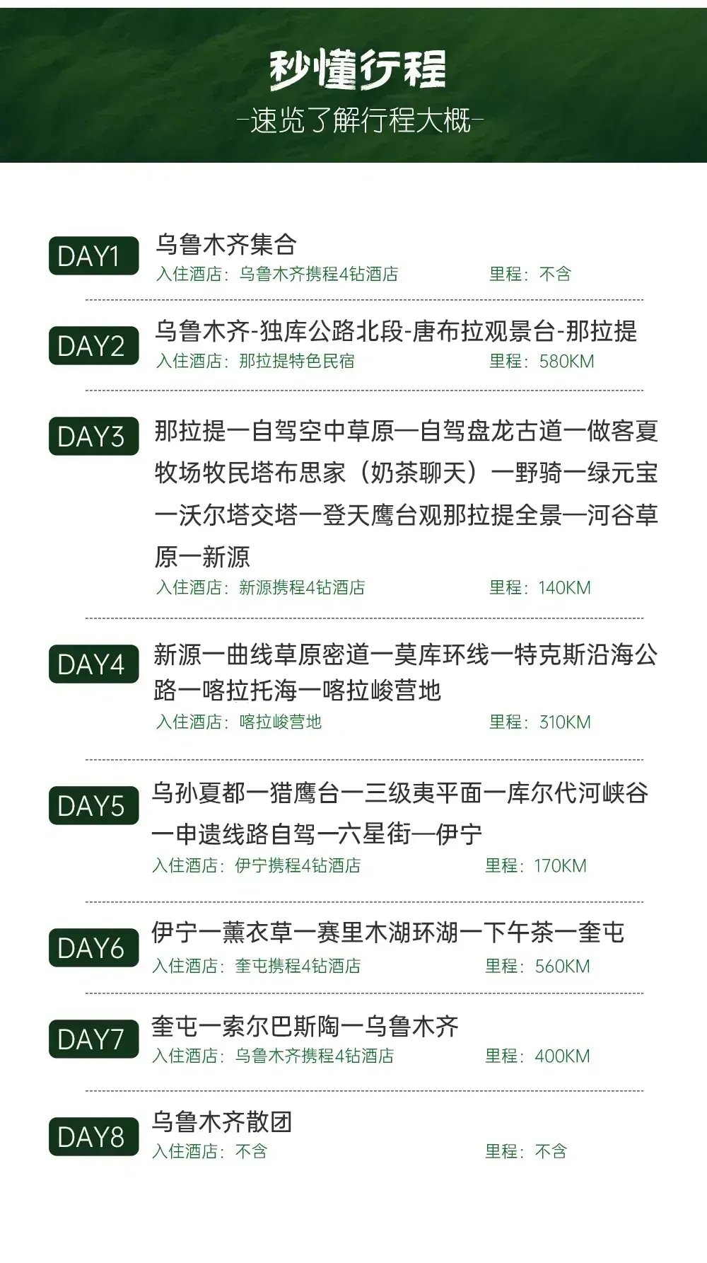 新疆秘境伊犁8日遊（獨庫公路北段+那拉提空中草原+賽里木湖環湖+唐布拉觀景臺+喀拉峻+庫爾德寧+沃爾塔交塔）