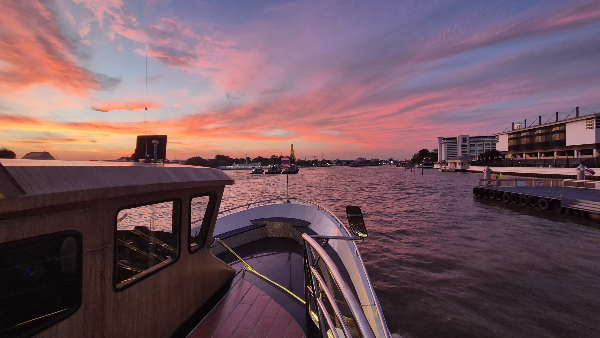 "Chasing sunsets along the Chao Phraya River."